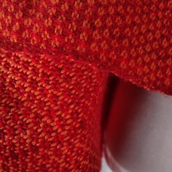 Vintage 80s-90s Peruvian Alpaca Shawl Wrap Red Fringe Trim Handwoven 100% Alpaca - Picture 3 of 12